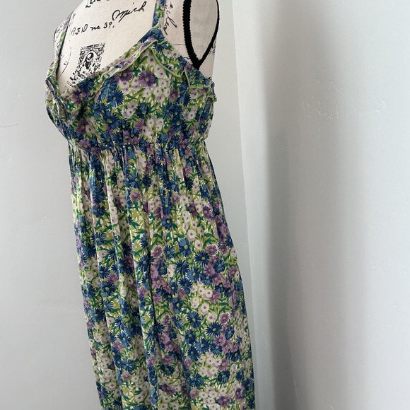 Natural‎ Life XS Floral Maxi Dress Spaghetti Strap Ruffle Tie Neck Boho - Picture 3 of 6